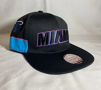 Miami Heat Mitchell & Ness NBA Hardwood Classics Neon Vice One Size Snapback Hat • $14.99
