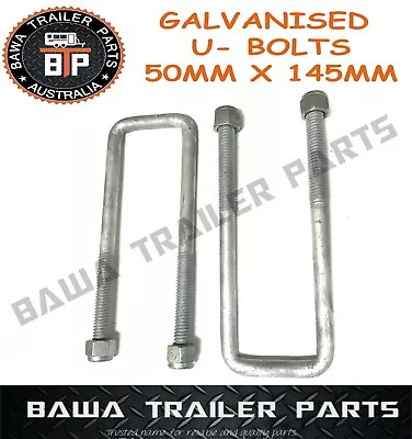 2x Galvanised U-Bolts 50MM SQUARE 155mm Long  !!! Trailer Parts   • $19.95