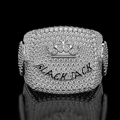 BlackJack® 6.00 Ct. Real Moissanite Studded Men's Hip Hop Ring In 925 Silver • $799