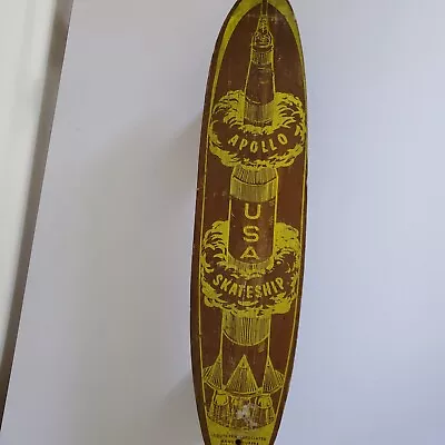 Vintage 1960s Apollo Rocket Skateship Sidewalk Wooden Skateboard Metal Wheels • $399.99