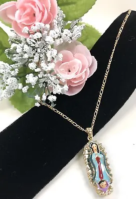 Cadena Y Dije De La Virgen De Guadalupe Oro Laminado Niñas Niños Mujer Moda • $37.99