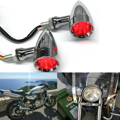Universal Mini Bullet Style Motorcycle LED Turn Signals Red Lamp Blinker Lights • $21.15