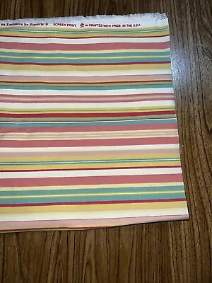 L.H. Beach Umbrella Lauren Hancock Striped Canvass/Upholstery Fabric 54” X 23” • $8