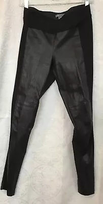 Vince Pants Black Leather/Nylon Leggings Stretch Skinny Size 4 • $175