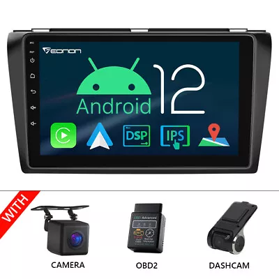 CAM+DVR+OBD+In Dash Car Radio Stereo Android 12 CarPlay For Mazda 3 04-09 No-DVD • $255.89