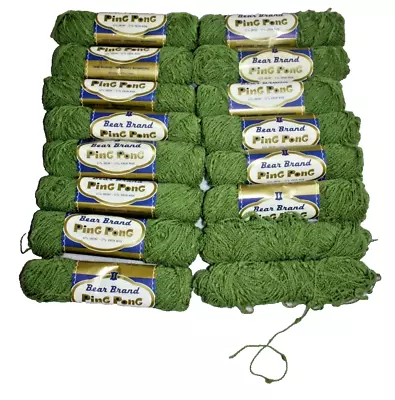 Lot 16 Skeins Vtg. Bear Brand Ping Pong Yarn Orlon/Wool Blend 1.4oz  Olive Green • $29.95