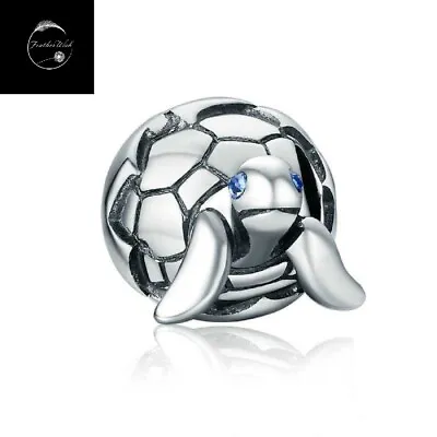 Genuine Sterling Silver 925 Ocean Turtle Tortoise Sea Animal Love Bead Charm • £18.90