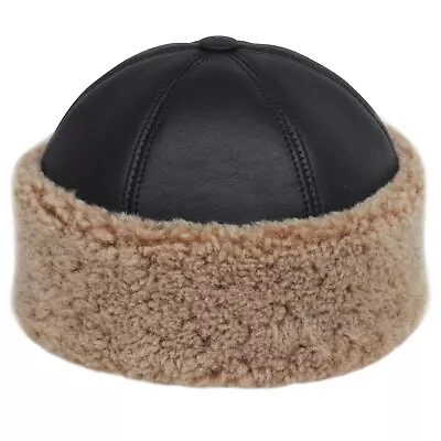 Men's 100% Shearling Sheepskin Winter Fur Beanie Hat - Outdoor Hat  S-M-L-XL-2XL • $65