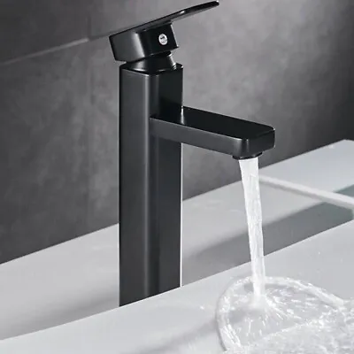 £17.49 • Buy Tall Waterfall Bathroom Taps Basin Mixer Tap Counter Top Brass Faucets Black UK