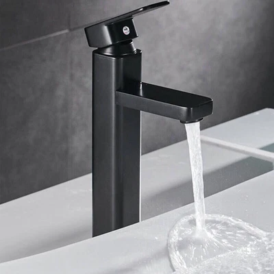 £17.49 • Buy Tall Waterfall Bathroom Taps Basin Mixer Tap Counter Top Brass Faucets Black UK