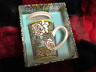 Rare Vera Bradley  Mug Island Blooms Covered Coffee Porcelain Cup Cover 10 OZ • $19