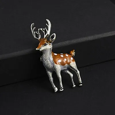 Christmas Cute Deer Elk Reindeer Animal Enamel Brooch Pin Women Xmas Party Gift • $2.30