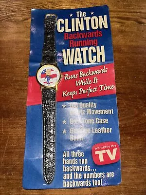 Sealed Package BILL CLINTON BACKWARDS RUNNING NOVELTY POLITICAL CAMPAIGN WATCH • $35