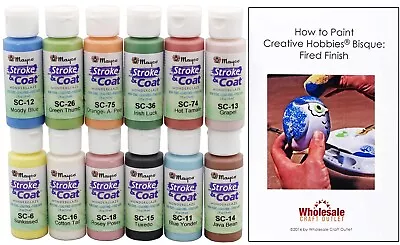 Mayco Stroke And Coat Glaze For Ceramics Kit | 12 Assorted 2 Oz Jars With Book • $47.99