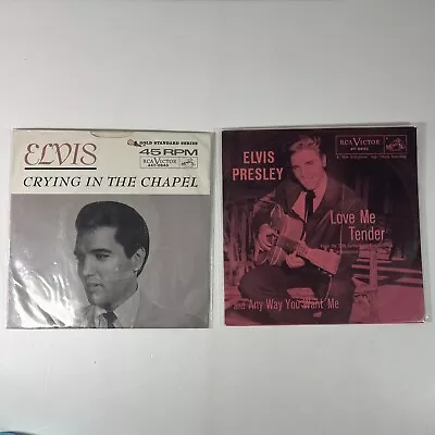 Lot Of 2 Vintage Elvis Presley 45 Rpm W/ Sleeves RCA Victor. Chapel & Tender • $19.95