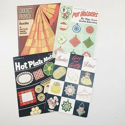 Vtg Crochet Booklets 3 Star Books 1 Bucilla Patterns Pot Holder Hot Plate Mats • $15