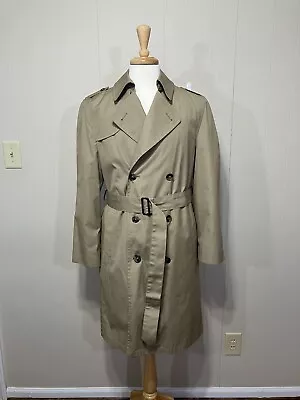 EUC! Men's  Gleneagles  Polyester/Cotton Faux Fur Lined Khaki Trench Coat 38Reg • $31.99