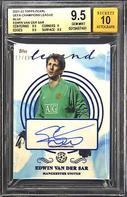 2021 Topps Pearl Edwin Van Der Sar Blue Autograph Autograde 10 37/49 BGS BAS 9.5 • $289