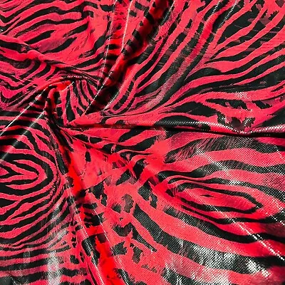 4 Way Stretch Fabric Red Zebra Animal Print Spandex By Yard For Swimwear • $12.99