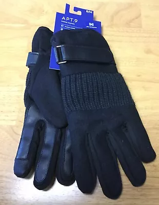 Apt. 9 Men's Black Casual Wool / Knit Gloves - SZ S/M - Fleece Lining NWT $36.00 • $8.09