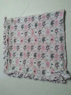 Mud Pie Baby Blanket Pink Grey Elephants  • $28