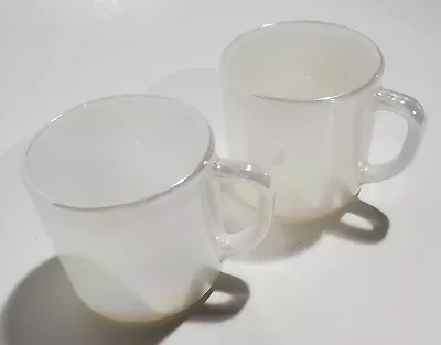 2 Federal Glass Mugs Vtg USA Moonglow Iridescent Opalescent Coffee Cups White US • $18