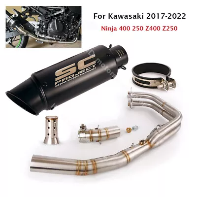 Full System For Kawasaki Ninja 400 250 Z400 2017-2022 Exhaust Black Header Pipe • $224.09