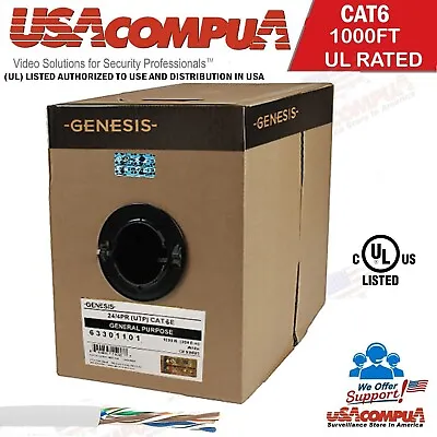 CAT6 1000ft  Solid Copper Ethernet Cable UL LISTED (WHITE) • $136.78