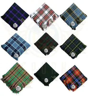 Scottish Traditional Acrylic Tartan Kilt FLY PLAID Size (48 X 48) With Brooch • $25.64