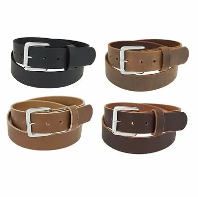 Men's_Buffalo Leather Belt_1 1/2  Wide_Amish Handmade_Chrome Finish Buckle_132 • $30.99