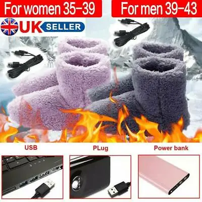 £8.39 • Buy Electric USB Warm Foot Shoe Plush Slipper Feet Heated Washable Winter Sock Shoes