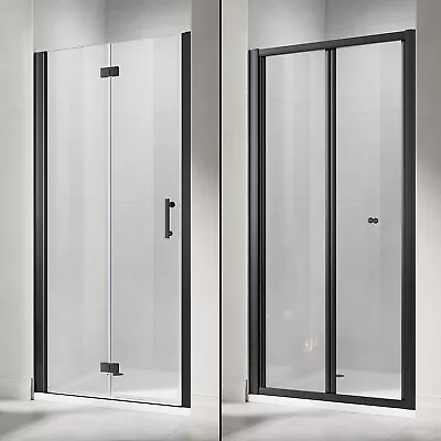 Black Shower Enclosure Bi Fold Door Frameless/Framed Wet Room Glass Cubicle • £159.99