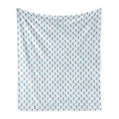 Blue Nautical Soft Flannel Fleece Throw Blanket Geometric Boats Flags • £30.99