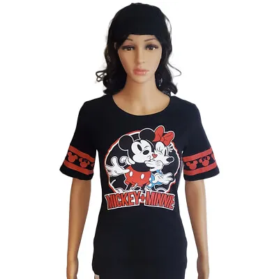Nwt Mickey Minnie Mouse Disney Authentic Women's Black Short Sleeve T-shirt Xs • $17.99