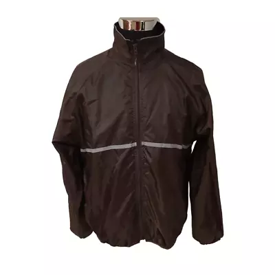 Reebok Mens Large Brown Full Zip Mesh Liner Long Sleeve Windbreaker Jacket • $23.75