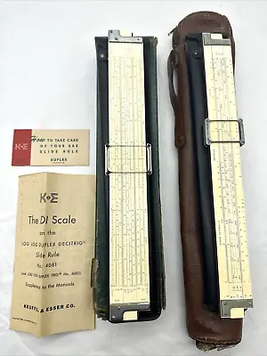 Lot Of 2 Vntg Keuffel & Esser K&E 4081-3 & Dietzgen Slide Ruler Case & 1 Manual • $69.97