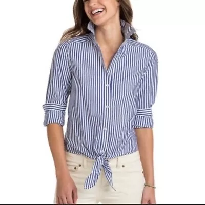  Vineyard Vines Blue & White Striped Spring/Summer Blouse Women’s Size 2 • $25.98