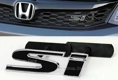 Bolt On 4  X 1.2  SI Black Grill Grille Emblem Decal Logo Badge For All  Civic • $11.91