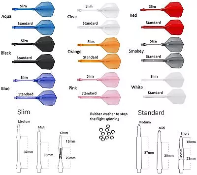 Harrows CLIC System - Dart Flights And Stems - Choose From 9 Colours And 3 Sizes • £14.95