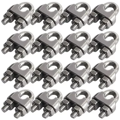 1/4  M6 Wire Rope Cable Clip Clamp 304 Stainless U Bolt Saddle Fastener16 Pack • $20.59
