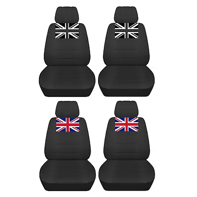 Fits 2005 To 2018 Mini Cooper - Charcoal Car Seat Covers With A Union Jack • $89.99