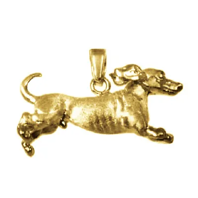 Sterling Silver Yellow Gold Plated Necklace W/ Dachshund Dog 3D Pendant • $24.99