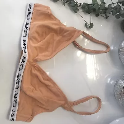 £5 • Buy Jack Wills Bralet Mustard Triangle Orange White Embossed Waistband Size 8 Ladies