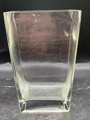 £19.99 • Buy Vintage Glass Modernist Cube Flower Vase  Clear Glass 