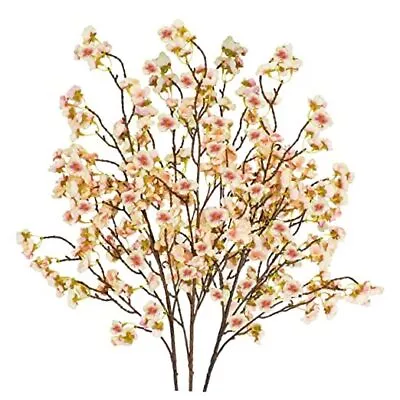 3PCS Silk Cherry Blossom Branches 40.5in Artificial Cherry Blossom Pink-yellow • $35.25