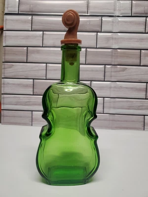 $4 • Buy Vintage Wheaton Green Glass Violin Bottle Vase With Cork
