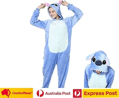 Adult Kid Onesie Stitch 6 Sizes Pajamas Cosplay Unisex Kigurumi Onesies Fleece • $32.95