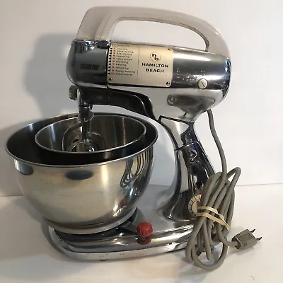 Vintage Hamilton Beach 10-speed Chrome Stand / Hand Mixer W/ 2 Bowls • $64.95