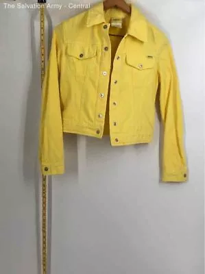 Versace Jeans Couture Womens Yellow Denim Snap Front Trucker Jacket Size XS COA • $42