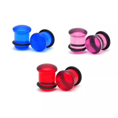 Pair Of Single Flare Glass Plugs Gauges Choose Size Type • $10.89